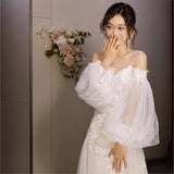 French Light Wedding Dress Bride 2026 New Temperament Welcome Yarn Travel Dress Super Fairyen Small Tail Yarn HZ0517