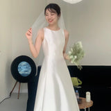 Sing Noodles Light Wedding Dress Small Simple License Registration Daily Small White Dress Temperament Engagement Welcome Out Of The House Dress HZ0517