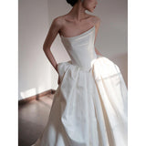 French Retro Light Wedding Dress With High-End Feel Bridal White Dress Engagement To Drag Out The Yarn Woman HZ0517