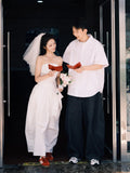 Registration Certificate Engagement Small White Dress Daily Can Wear Light Wedding Temperament Simple White Thin Breast Evening Dress Dress HZ0517