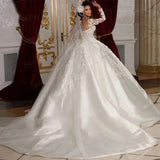 New Long-Sleeved Heavy Industry Luxury Bridal Wedding Dress Long Tail Main Wedding Dress High-End Slim Slimming Dress Dress HZ0517