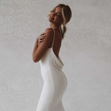 White Fishtail Dress 2026 Spring New Deep V-Neck Repair Bare Back Tail Wedding Dress HZ0517