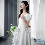Scenic Light Wedding Dress 2026 New Bridal French Simple V-Neck Go Out Of The Sausen Small Welcome Dress Dress HZ0517