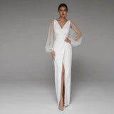 2026 Spring Wish Sexy Deep V-Neck Simple Banquet Evening Dress HZ0517