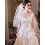 French Temperament Light Wedding Dress 2026 New Bridal Sen Yarn Light Luxury Small Welcome Dress Wedding Dress Wedding Dress HZ0517