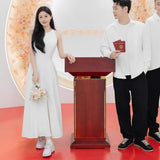 The Linden Light Wedding Dress Bride Small Travel Dress Dress Dress Certificate Registration Temperament White Dress Can Wear Every Day HZ0517