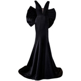 Temperament Famous Black Dingy Evening Dress 2026 New Simple Fashion Show Year Tail Dress HZ0517