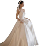French Brag Main Wedding Dress 2026 New Bride Light Luxury Nest With Super Fairy Simple Heben Thin Yarn HZ0517