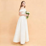 Large-Size Simple Wedding Dress 2026 New Dingy Travel Shot Light Word Shoulder Yarn Thin Long Model Of Light Wedding Girl HZ0517