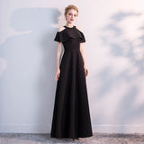 French Black Hanging Neck Dress 2026 New Banquet Temperament Long Student Art Test Vocal Piano Performance Suit HZ0517