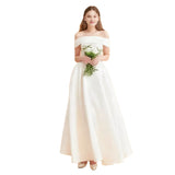 Large-Size Simple Wedding Dress 2026 New Dingy Travel Shot Light Word Shoulder Yarn Thin Long Model Of Light Wedding Girl HZ0517