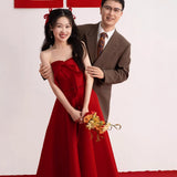 A Toast To The Bride's High-End Feel Breasted Engagement Dress Red Wedding Back Door To Thank The Banquet Evening Dress HZ0517