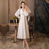 Certificate Registration French Light Wedding Dress 2026 New White Dress Bridesmaids Long-Sleeved Engagement Dress Woman HZ0517