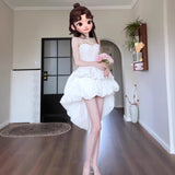 Birthday Party Dress Dress Light Luxury Niche Temperament Bare Back White Poneng Sling Light Wedding Dress HZ0517