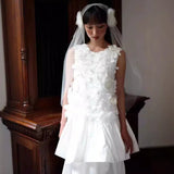 French Light Wedding Dress Bridal Girl Flower Studio Dress Morning Dress Daily Certificate Registration Small White Dress HZ0517