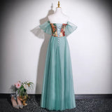 One-Word Shoulder Adult Chinese Evening Dress Woman 2026 New Light Luxury Senior Sense Presided Over The Student Piano Vocal Art Test HZ0517
