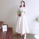 Travel Shooting Simple Light Wedding Dress Sen Is Super Fairy French Thin Retro White Drean Small Dress HZ0517