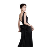 French Hepburn Black Evening Dress Dress Female Senior Sense Banquet Light Luxury Small Fishtail Temperament Twilight HZ0517