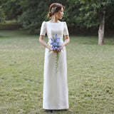 Korean Version Of Light Wedding Dress 2026 Wedding New Square Collar Simple Retro Dress Female Lint HZ0517