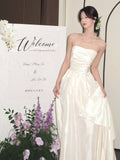 French Bra Light Wedding Dress White High-End Feeld Bridal Engagement Dress Banquet Welcome Morning Robes Go Out Yarn HZ0517