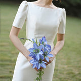Korean Version Of Light Wedding Dress 2026 Wedding New Square Collar Simple Retro Dress Female Lint HZ0517