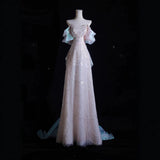 French Light Luxury Heavy Industry Evening Dress Shoulder High-End Squint Fishtail Welcome To Go Out Light Wedding Dress Dress Dress HZ0517