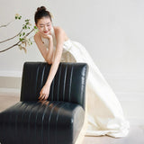 French Hanging Neck Light Wedding Dress Simple High-End Feeling Bride Bare Back Engagement Dress Welcome Out Of The Yarn Elegant HZ0517