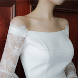 The New Light Wedding Dress Lace Temperament Word Shoulder Sen Series Super Fairy Simple Korean Bride Wedding Travel Dress HZ0517
