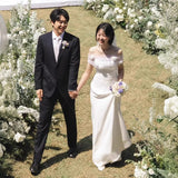 Lawn Outdoor Wedding Main Wedding Dress Simple Dingy Noodles Wedding Dress Wedding Certificate Registration Small White Dress HZ0517