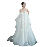 French Bra Light Wedding Dress Sweet New Bride High-End Light Luxury Wedding Morning Robe Go Out Yarn Welcome Tail Dress HZ0517