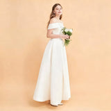 Large-Size Simple Wedding Dress 2026 New Dingy Travel Shot Light Word Shoulder Yarn Thin Long Model Of Light Wedding Girl HZ0517