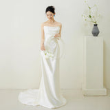 French-Style Fascling Dress White Simple High-End Feeling Bridal Engagement Tug-Bride Twilight Dress Dress Dress Dress HZ0517