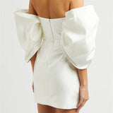 Word Shoulder Dress 2026 Spring New Fashion Personality Birthday Party Banquet Annual Short Dress HZ0517