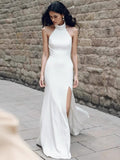 New Dress Hanging Neck Leakage Back Fork Senior Sense Exhibition Dress Dress Tail Long Dress HZ0517