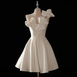 Sintered Hepburn Light Wedding Dress Short French First Love Dress Bow Hanging Back Engagement Certificate Dress HZ0517