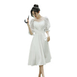 White Certificate Registration Small Evening Dress Women French Engagement Dress Can Usually Wear Super Fairy Little White Dress Light Wedding Dress HZ0517