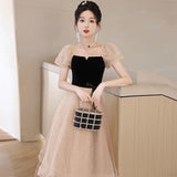 Banquet Evening Dress 2026 New French Style Collar Can Usually Wear A Thong Yarn Skirt Adult Ceremony Annual Dress Dress HZ0517