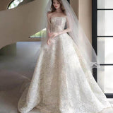 Vintage Lace Bra Bride Out Of The Yarn Heavy Industry Thin Simple Welcome Main Wedding Dress Small Tug-Tailed Skirt Light Yarn HZ0517