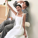 French Slings Light Wedding Dress Small Bride Simple Densoodle Certificate Registration Small White Dress Engagement Small Dress Daily HZ0517
