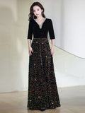Black Evening Dress Women 2026 New High Sensing Banquet Host Fairy Temperament Dress Squin Heavy Industry HZ0517