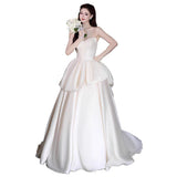 French Wedding Dress 2026 New Simple Small Tail Light Wedding Dress Bridal Yarn Welcome Dress HZ0517