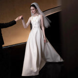 French-Style Fasting Light Wedding Temperament Bride Welcome Trip To Shoot The Yarn Small Simple High-End White Dress Dress HZ0517