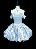 Evening Dress New Shoulder Solid Color Sweet Temperament Fluffy Skirt Dinner Birthday Party Adult Dating HZ0517
