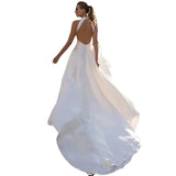 Simple Light Wedding Temperament French Retro Hanging Neck Vertere Bridal Thin Outdoor Lawn Wedding Dress HZ0517