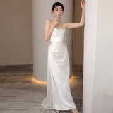 French-Style Linden Light Wedding Dress Bride Simple White Tectory Bosom Line Welcome Yarn Banquet Fishtail Dress Dress HZ0517