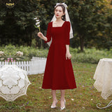 Certificate Registration French Light Wedding Dress 2026 New White Dress Bridesmaids Long-Sleeved Engagement Dress Woman HZ0517