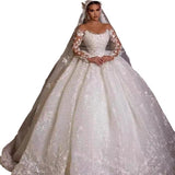Wedding Dress 2026 New Lace Long-Sleeved High-Waisted Wedding Dress Three-Dimensional Flower Wedding Dress HZ0517