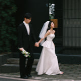 French Travel Shoots The Fasint Face Light Wedding Dress Bride's Niche Temperament Simple Bosom Card Small White Dress Engagement White Dress HZ0517