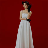 Certificate Of Light Wedding Dress Korean 2026 New White Simple Den?Ry Engagement Sling French Hepburn Style Small Dress Dress Skirt HZ0517