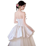 French Light Wedding Dress 2025 New Long-Bossed Engagement Dress Retro Morning Dress Temperament Thin Out Of The Yarn HZ0517